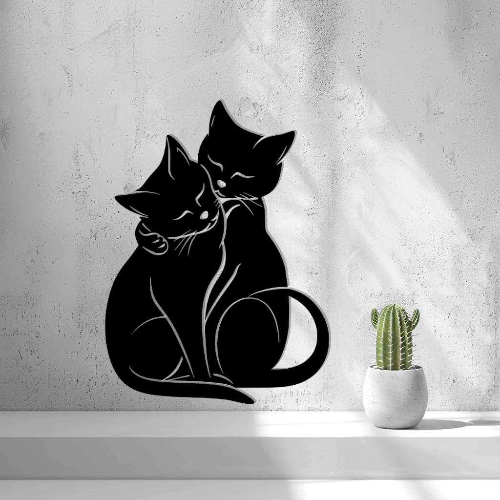 2D Loving Cats Wall Art