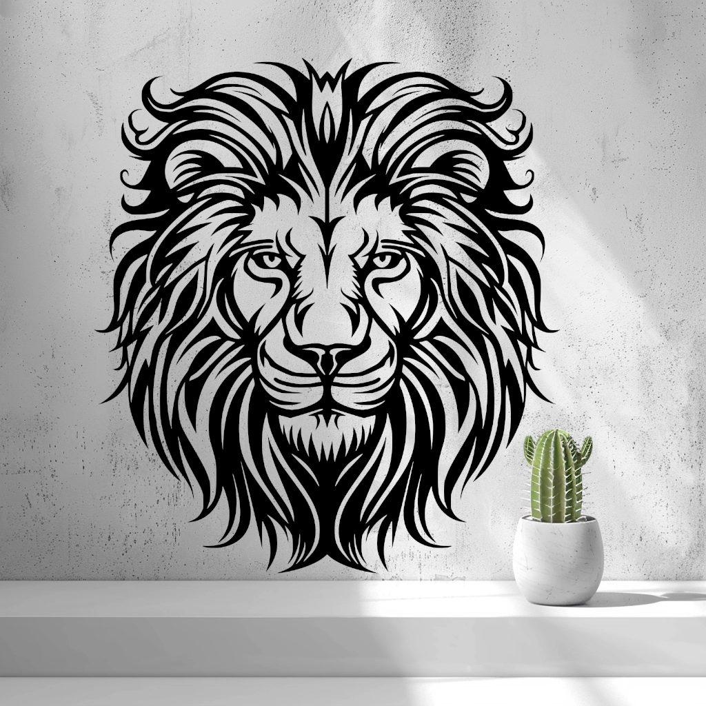 2D Lion Head Wall Art