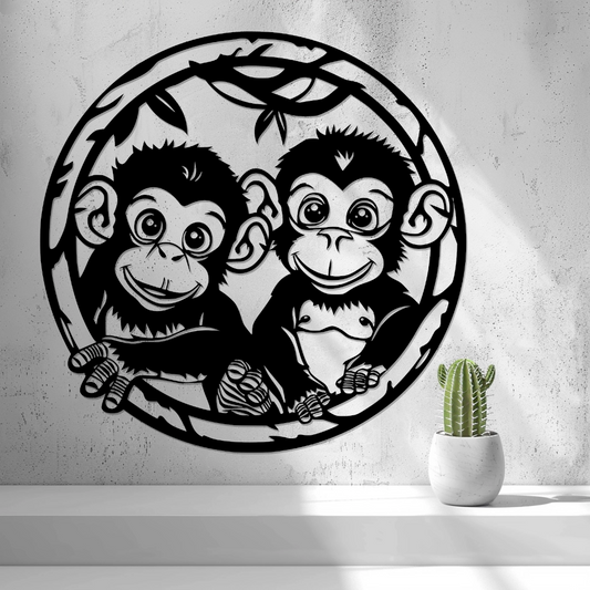 2D Baby Monkeys Wall Art